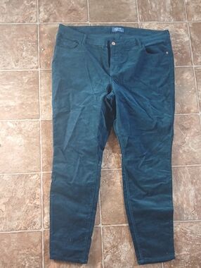 Old Navy Rockstar Mid Rise Teal Skinny Crushed Corduroy Size 18
